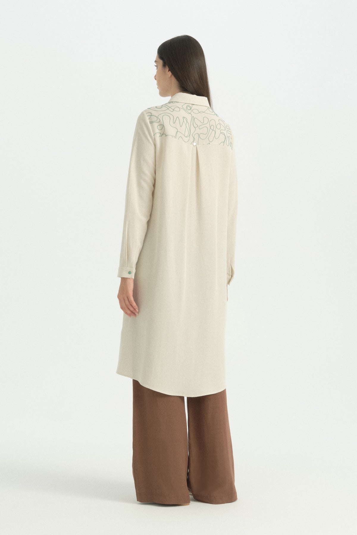 Embroidered Linen Tunic - Green