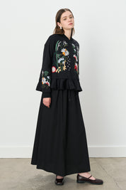 Embroidered Zippered Cotton Jacket - Black