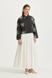 Embroidered Cotton Crop Shirt - Black