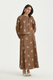 Embroidered Cotton Shirt - Light Brown
