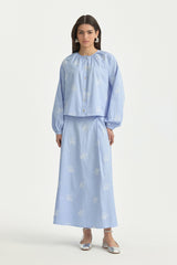 Embroidered Cotton Shirt - Light Blue