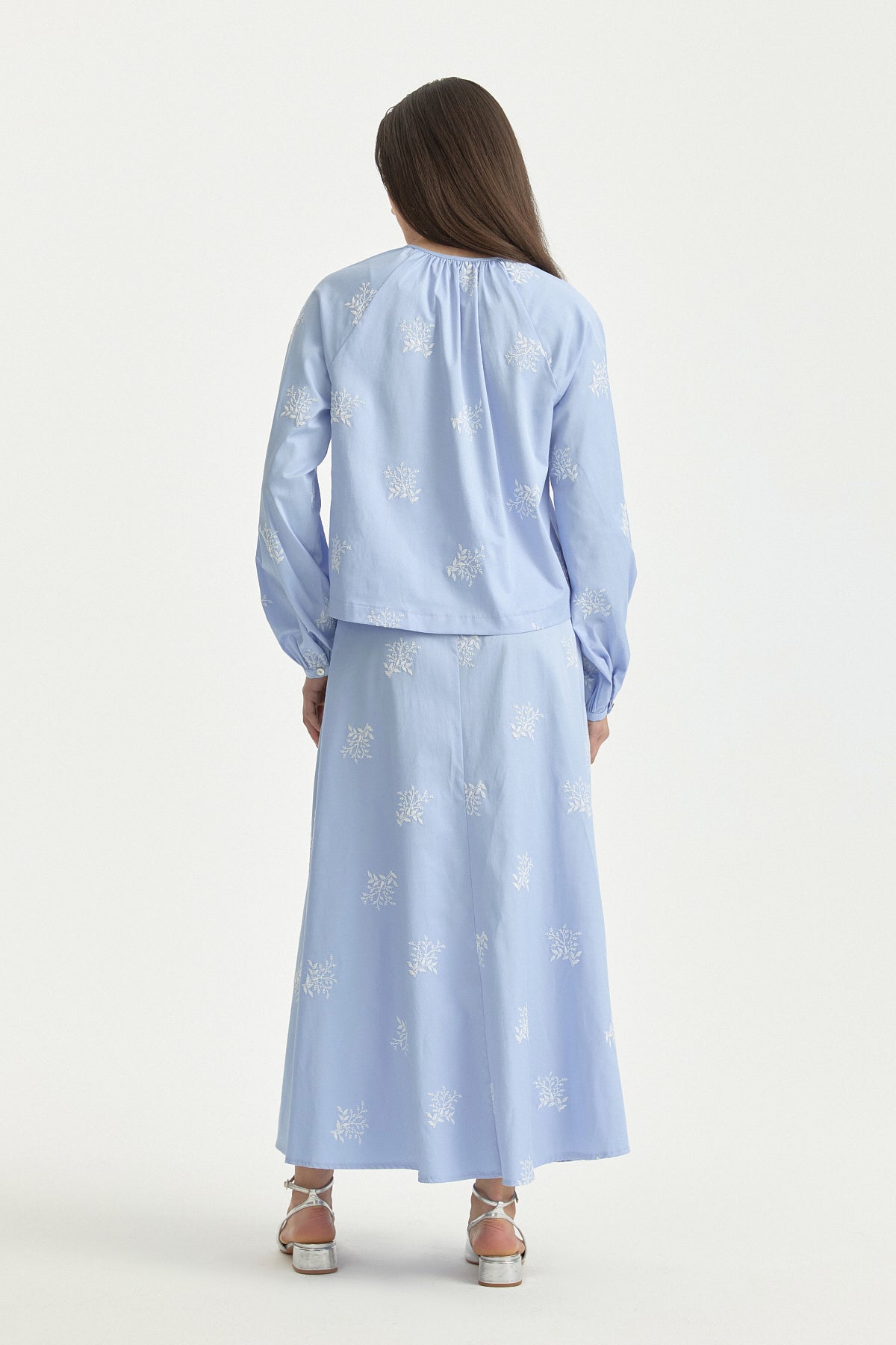 Embroidered Cotton Shirt - Light Blue