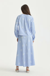 Embroidered Cotton Shirt - Light Blue
