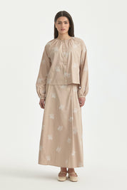 Embroidered Cotton Shirt - Beige