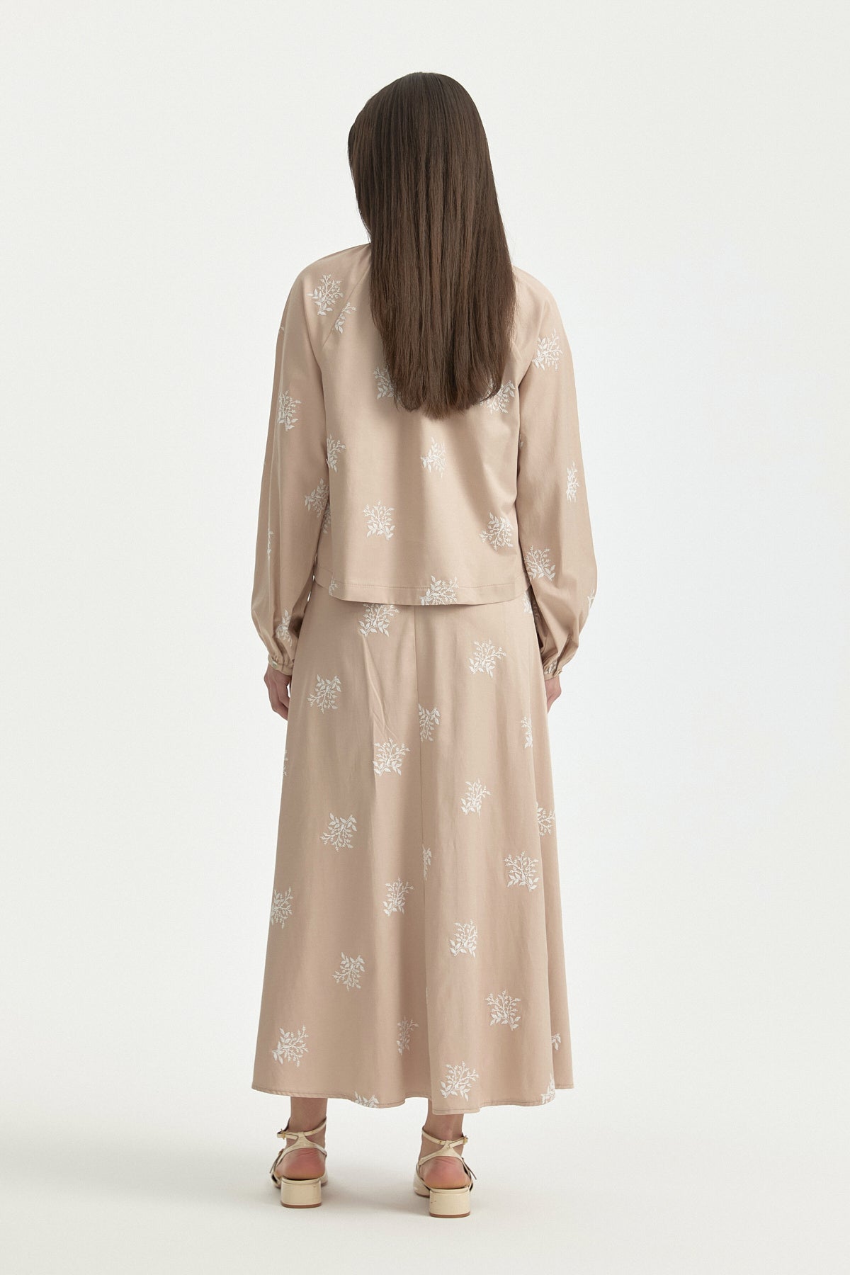 Embroidered Cotton Shirt - Beige