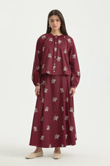 Embroidered Cotton Shirt - Burgundy