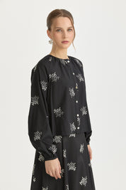Embroidered Cotton Shirt - Black
