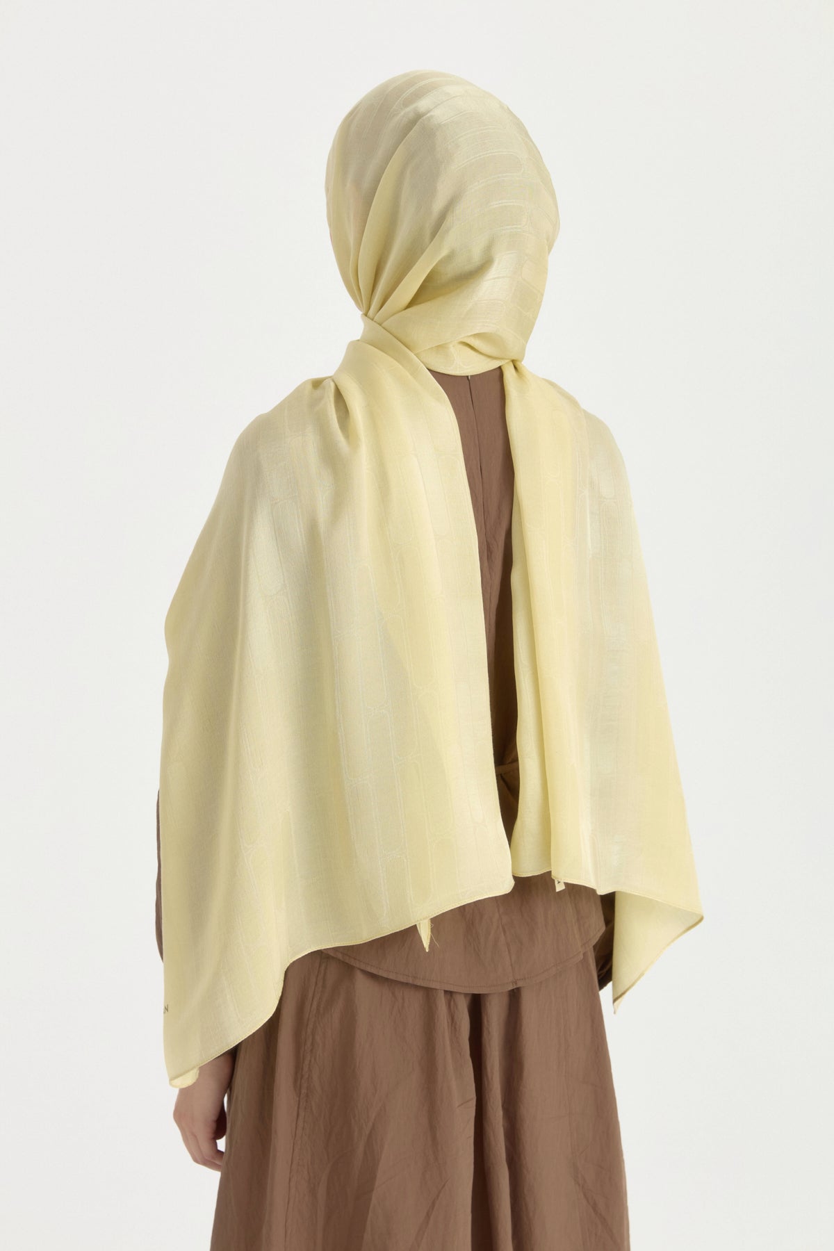Nara Silky Natural Jacquard Shawl - Sage