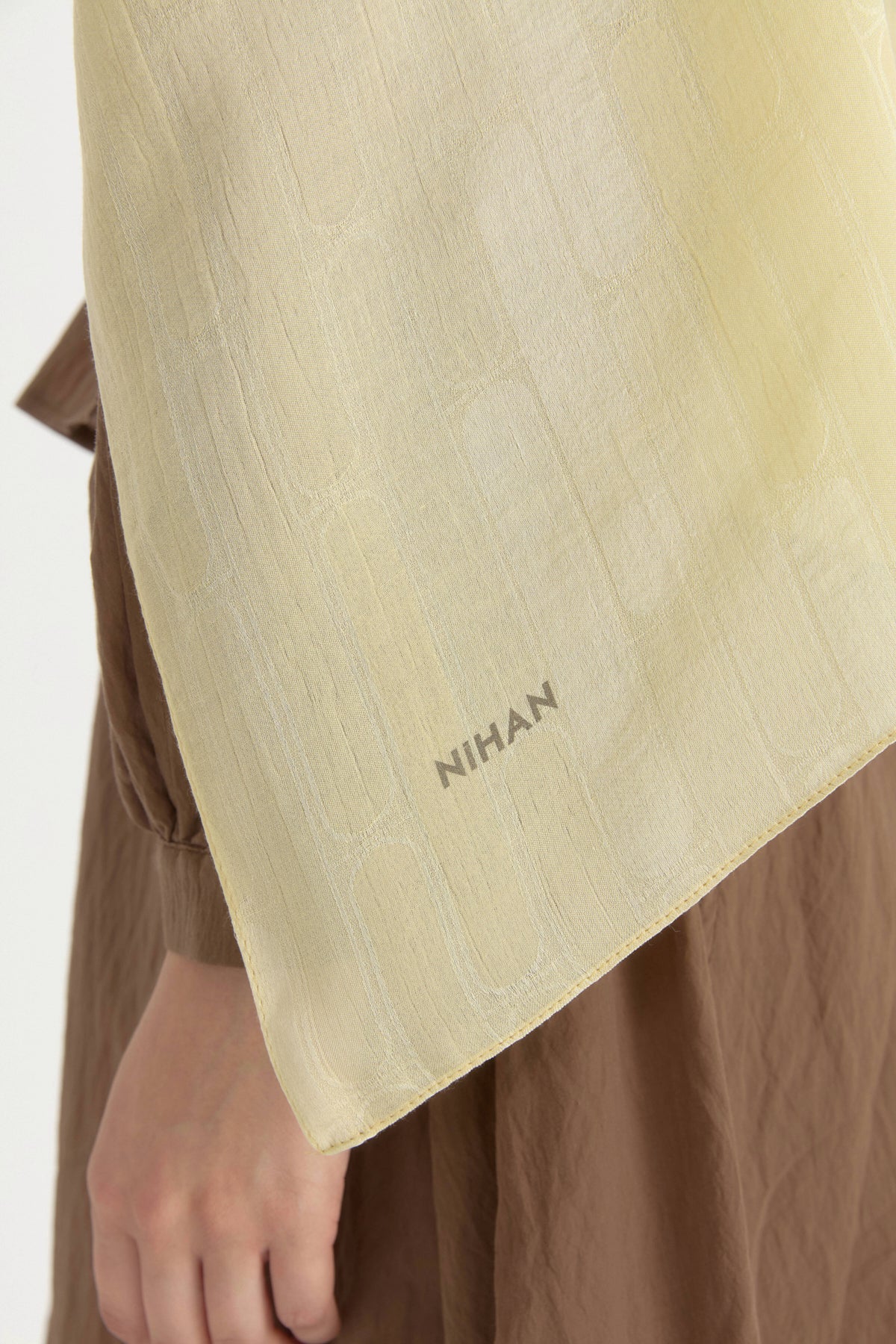 Nara Silky Natural Jacquard Shawl - Sage