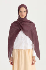 Nara Silky Natural Jacquard Shawl - Plum Rot