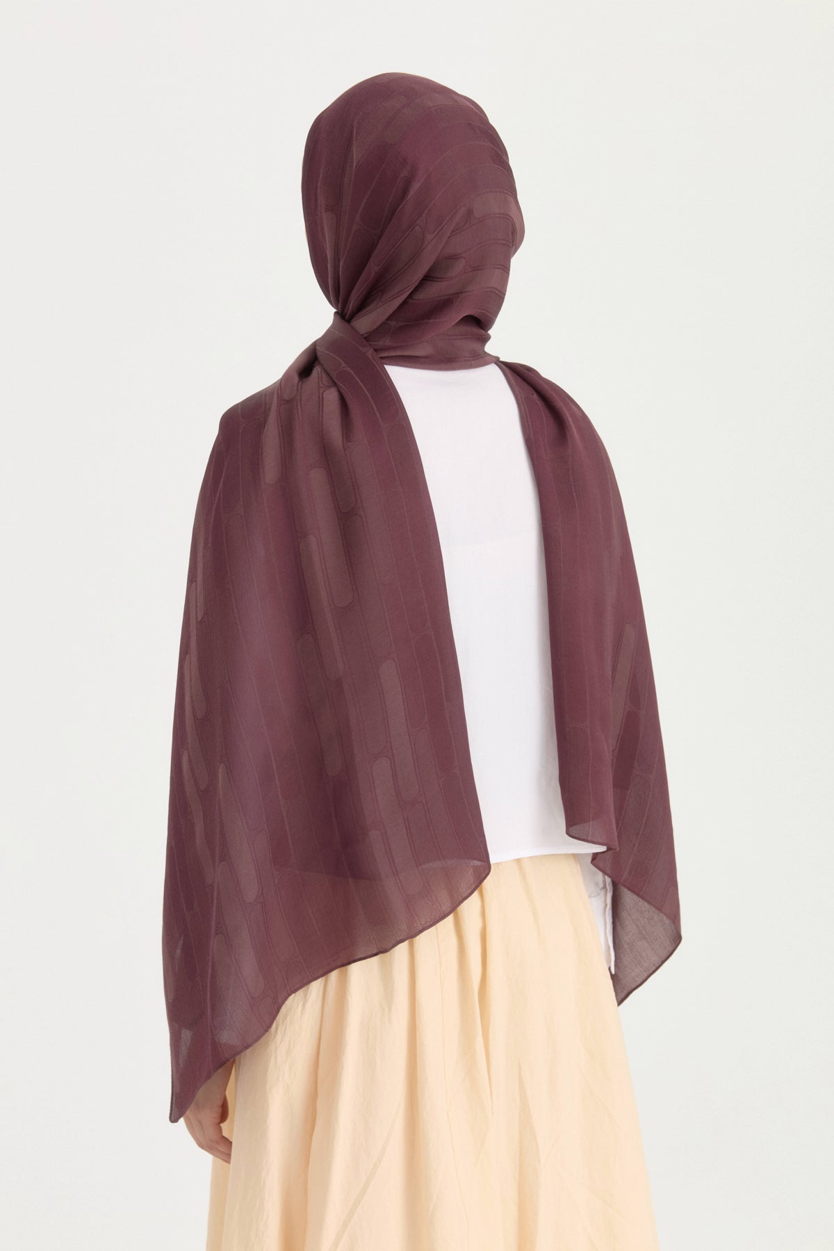 Nara Silky Natural Jacquard Shawl - Plum Rot