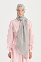 Nara Silky Natural Jacquard Shawl - Silver