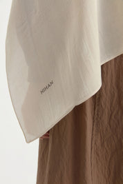 Nara Silky Natural Jacquard Shawl - Stone