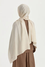 Nara Silky Natural Jacquard Shawl - Stone
