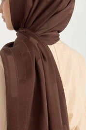 Nara Silky Natural Jacquard Shawl - Dusty coffee