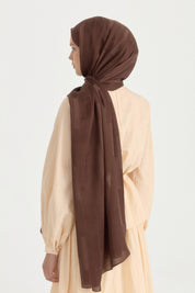 Nara Silky Natural Jacquard Shawl - Dusty coffee