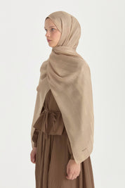 Nara Silky Natural Jacquard Shawl - Mink