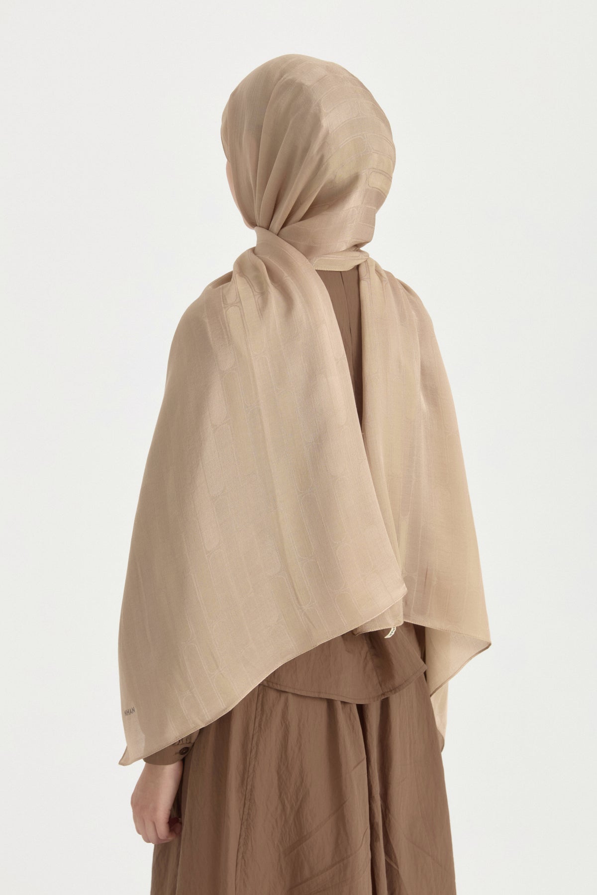 Nara Silky Natural Jacquard Shawl - Mink