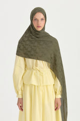 Nara Silky Natural Cotton-Floss Shawl - Dark green