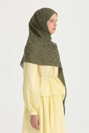 Nara Silky Natural Cotton-Floss Shawl - Dark green