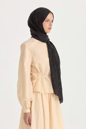 Nara Silky Natural Cotton-Floss Shawl - Black