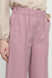 Nervür Detaylı Bol Paça Tencel Pantolon - Lavanta