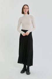 Ribbed Knit Skirt - Black