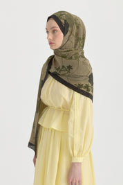 Niva Krep İpek Şal - Haki