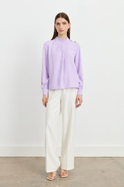 Elegant Blouse with Buttoned Shoulders - Lilac