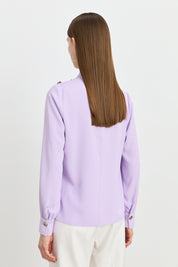 Elegant Blouse with Buttoned Shoulders - Lilac