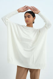 Embellished Shoulder Knitted Tunic - Ecru