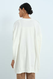 Embellished Shoulder Knitted Tunic - Ecru