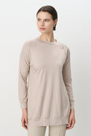 Omzu Zincir Detaylı Tunik - Taş