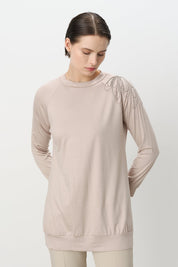 Tunic with Chain Detail on the Shoulder - Stone