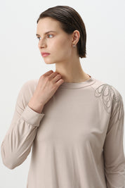 Tunic with Chain Detail on the Shoulder - Stone