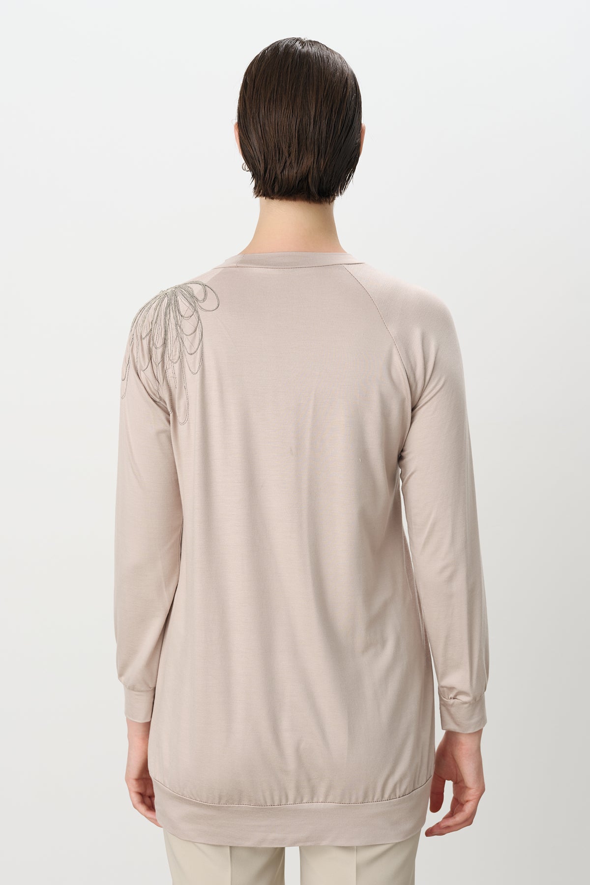 Tunic with Chain Detail on the Shoulder - Stone