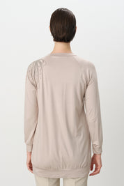 Tunic with Chain Detail on the Shoulder - Stone