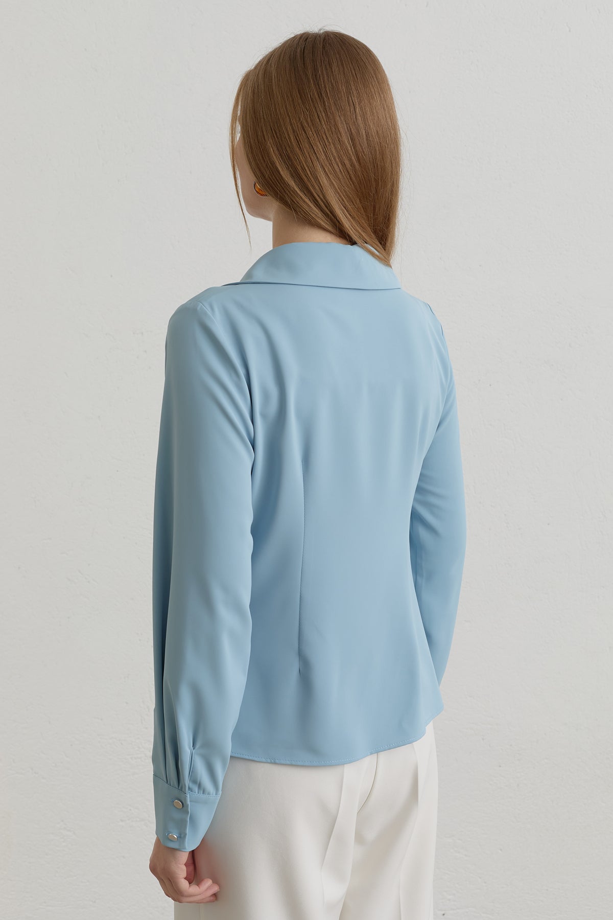 Front Snap-Button Shirt - Light Blue