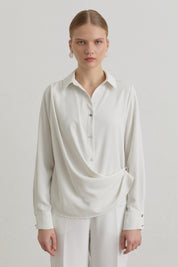Popper Fastening Shirt - Ecru