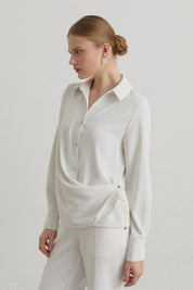 Popper Fastening Shirt - Ecru