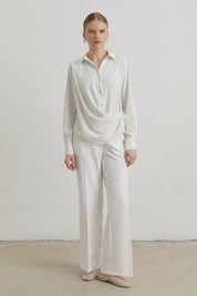 Popper Fastening Shirt - Ecru
