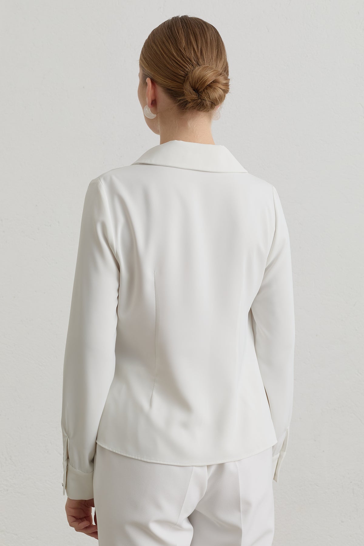 Popper Fastening Shirt - Ecru
