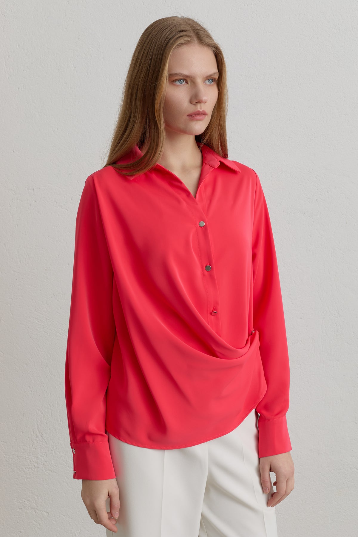 Snap-Front Shirt - Coral