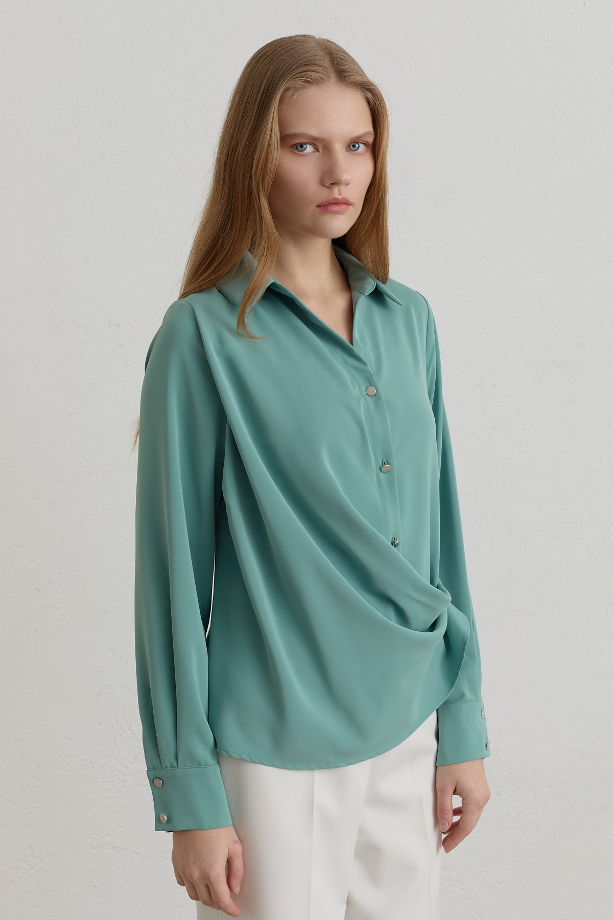 Snap-Button Shirt - Aqua Green