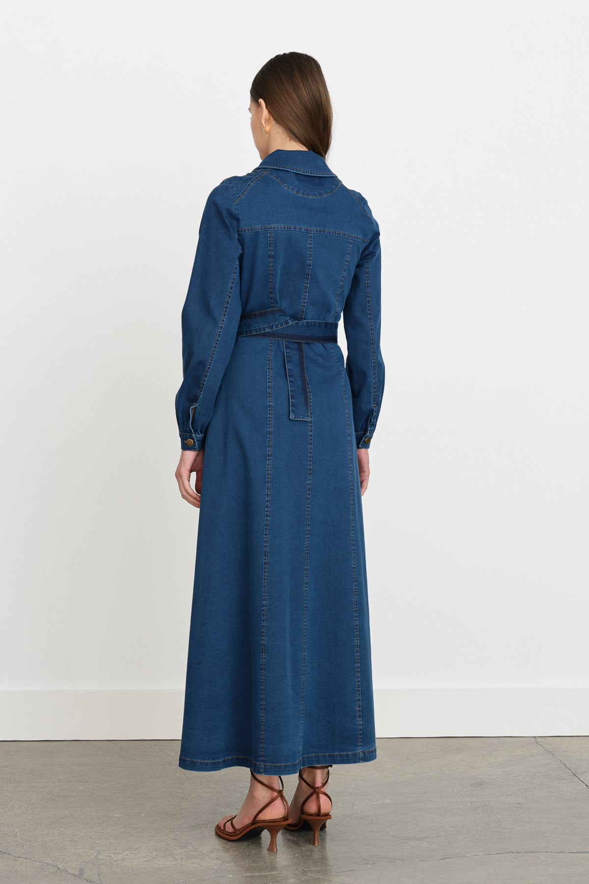 Button-Front Denim Dress - Indigo