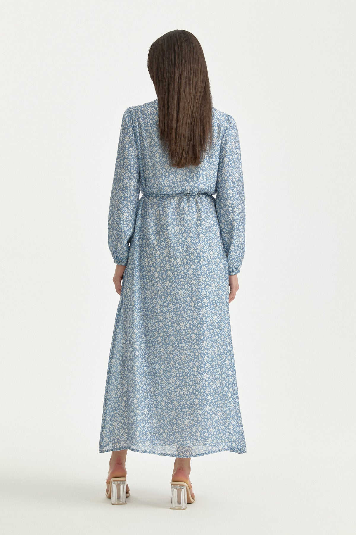 Button-Front Petite Floral Lyocell Dress - Indigo