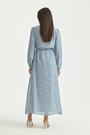 Button-Front Petite Floral Lyocell Dress - Indigo