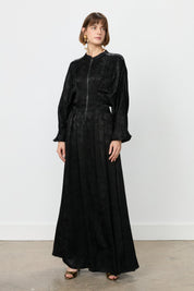Front Zip Jacquard Dress - Black