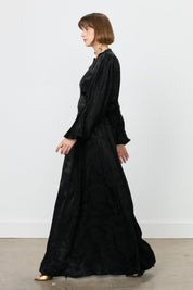 Front Zip Jacquard Dress - Black