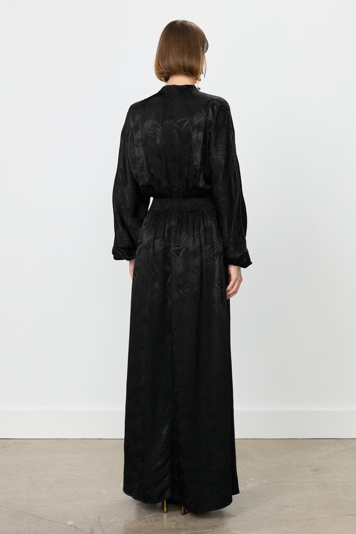 Front Zip Jacquard Dress - Black